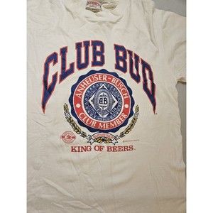 Vintage Club Bud Anheuser Busch Single Stitch T Shirt Large  L VHTF RARE AS IS